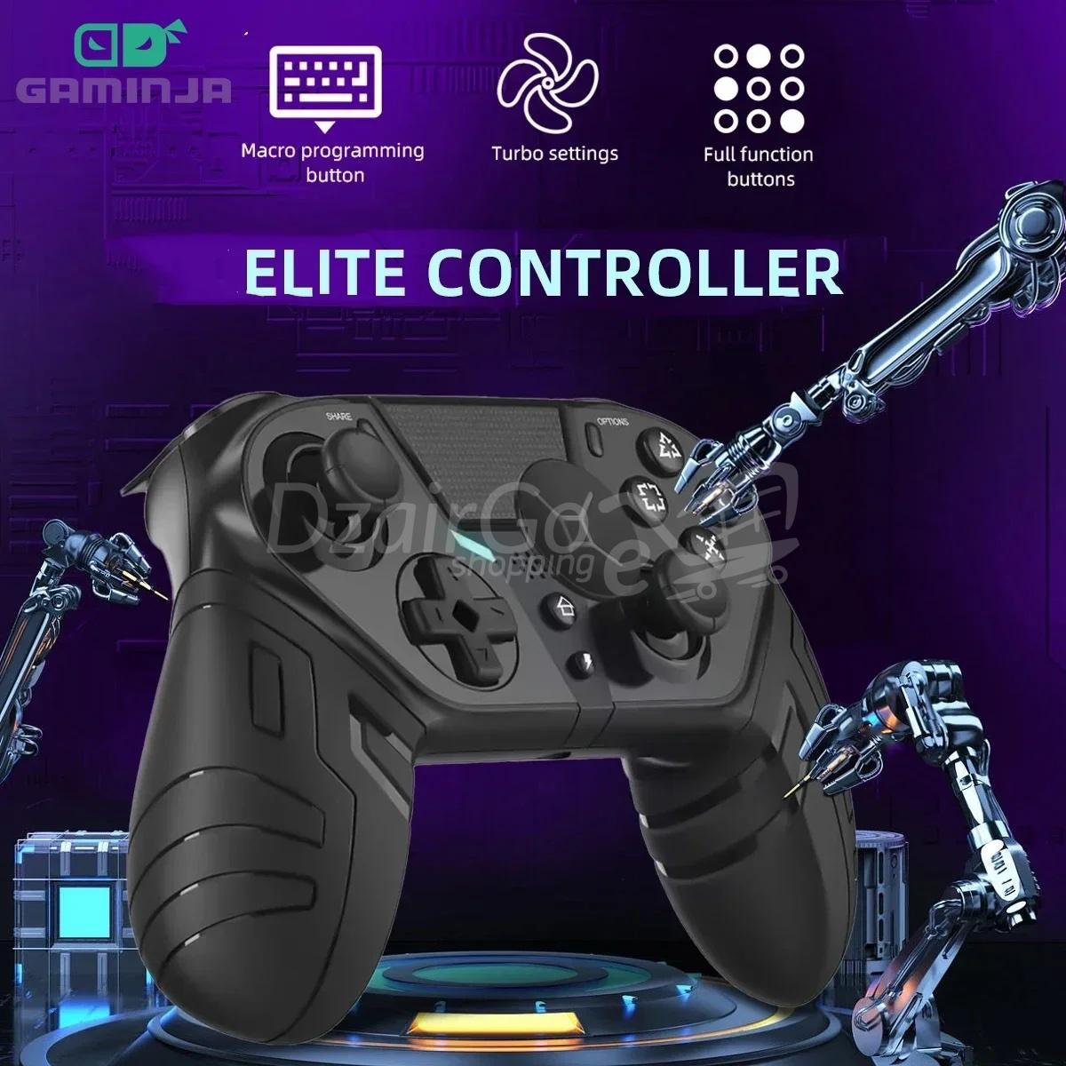 img_4555 Manette de jeu sans fil GAMINJA à double vibration Bluetooth avec fonction turbo programmable pour PC et PS4/android/ios – Image 1