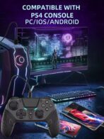 Manette de jeu sans fil GAMINJA à double vibration Bluetooth avec fonction turbo programmable pour PC et PS4/android/ios – Image 4