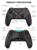 Manette de jeu sans fil GAMINJA à double vibration Bluetooth avec fonction turbo programmable pour PC et PS4/android/ios – Image 6