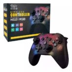 Manette de Jeu Sans Fil pour Nintendo Switch PRO - Mouvement Six axes, Double Vibration, Macro Programmation, RGB Éclairage-Noir NS21 gaming