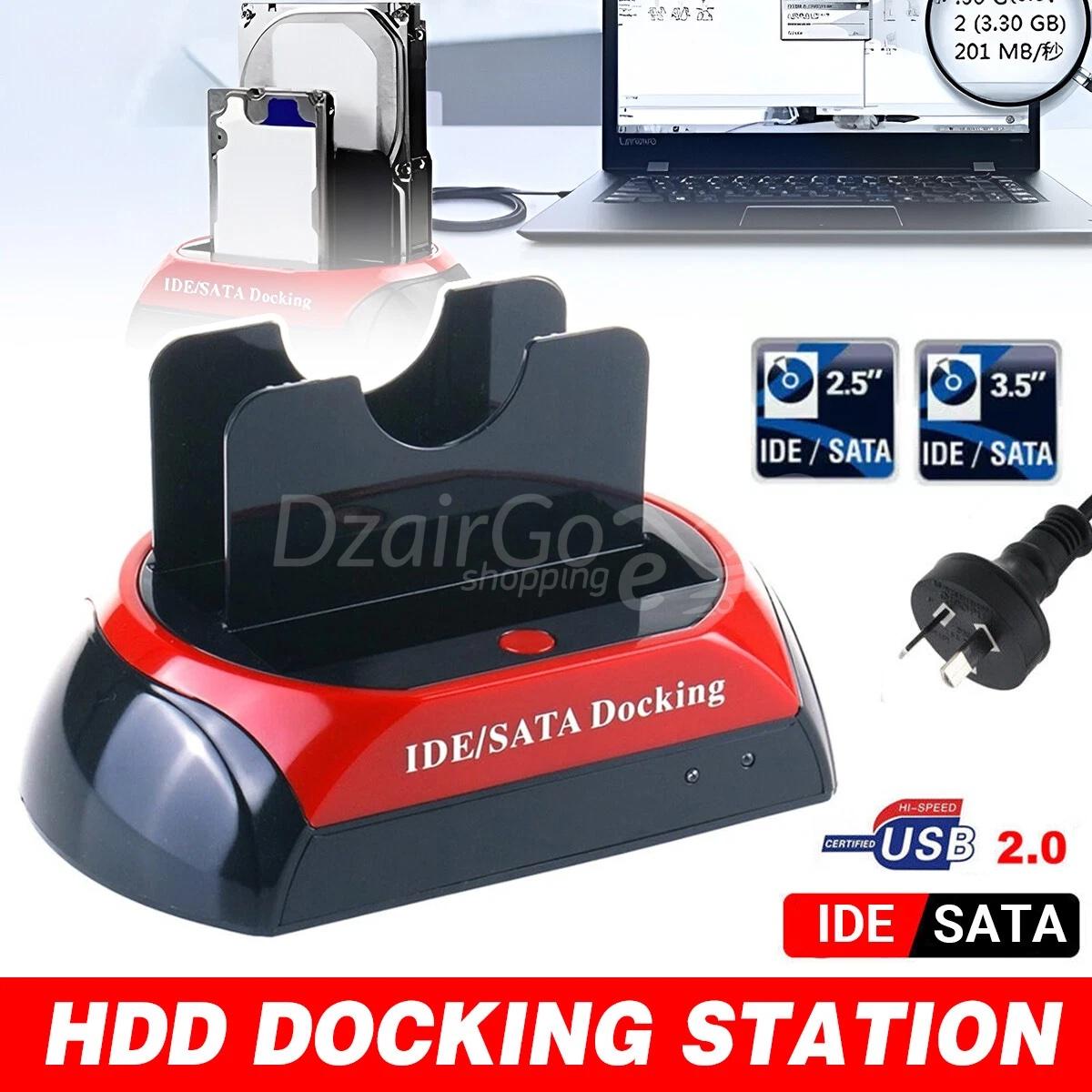 img_4700 Station d'accueil pour disques durs HDD/SSD 2,5" et 3,5" avec lecteur de cartes USB 2.0 et interface SATA/IDE – Image 1