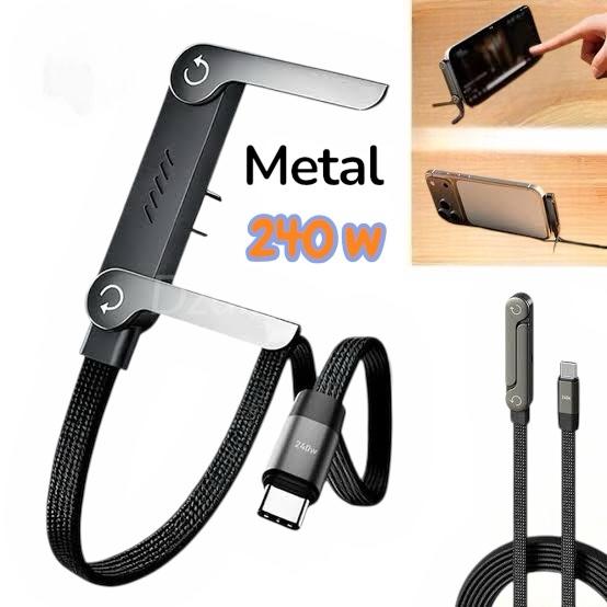 photoroom_20260208_003358 Câble de charge invisible avec support intégré charge ultra rapide 240 W en métal – كابل شحن سريع وحامل هواتف – Image 1
