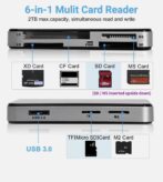 Adaptateur lecteur de cartes mémoire USB 3.0 5 Gbit/s compatible avec les cartes CF/TF/SD/Micro SD/XD/M2/MS – Image 3