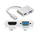 محول USB-C إلى VGA وHDMI, 2 في 1, متوافق مع 4K نوع ج