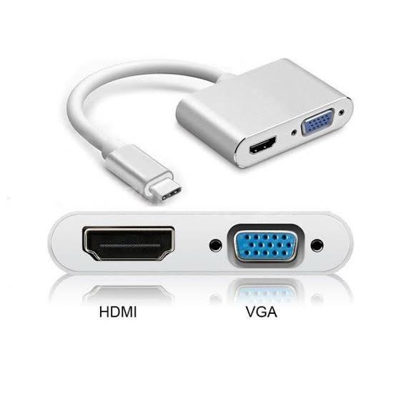 محول USB-C إلى VGA وHDMI, 2 في 1, متوافق مع 4K نوع ج