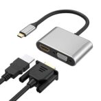 ⁦محول USB-C إلى VGA وHDMI, 2 في 1, متوافق مع 4K نوع ج⁩ - الصورة ⁦2⁩
