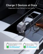 Chargeur de voiture Anker Nano 75 W / شاحن من أنكر بمنفذ USB متوافق مع آيفون و جالاكسي و هواتف أندرويد بقوة 75 واط مع كابل قابل للسحب – Image 3