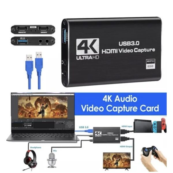 Carte de capture de jeu vidéo HDMI 4K 1080p, enregistreur vidéo USB, carte de capture vidéo DE Label .ORIGINAL