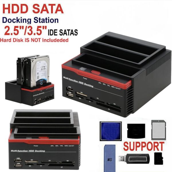 Station d'accueil pour clonage de disques durs IDE SATA 2,5" et 3,5", lecteur de cartes  all in one