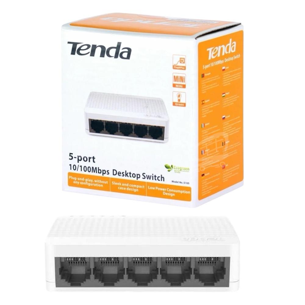 photoroom_20260303_202554 Commutateur Tenda à 5 ports, commutateur de bureau Tenda 5 ports 10/100 Mbps – Image 1
