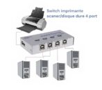 Switch Commutateur de partage automatique USB 2.0 4 ports pour imprimante scanner
