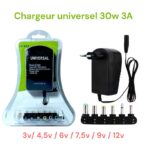 Adaptateur secteur universel réglable SY-668, chargeur multi-tension AC 240 V vers DC 3 V 4,5 V 6 V 7,5 V 9 V 12 V, convertisseur de tension 7 30 W avec 6 broches