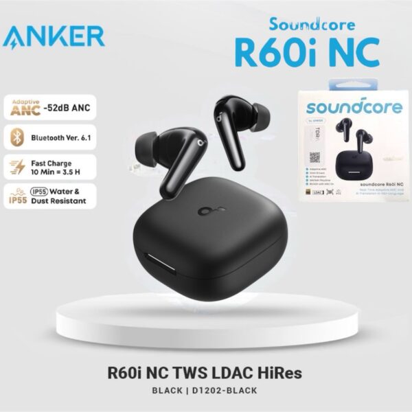ORIGINAL Écouteurs intra-auriculaires Anker Soundcore R60i NC, réduction de bruit, jusqu'à 50 heures d'autonomie