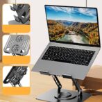 Support pour ordinateur portable et tablette réglable | ergonomique rotatif à 360°  pliable – Image 2