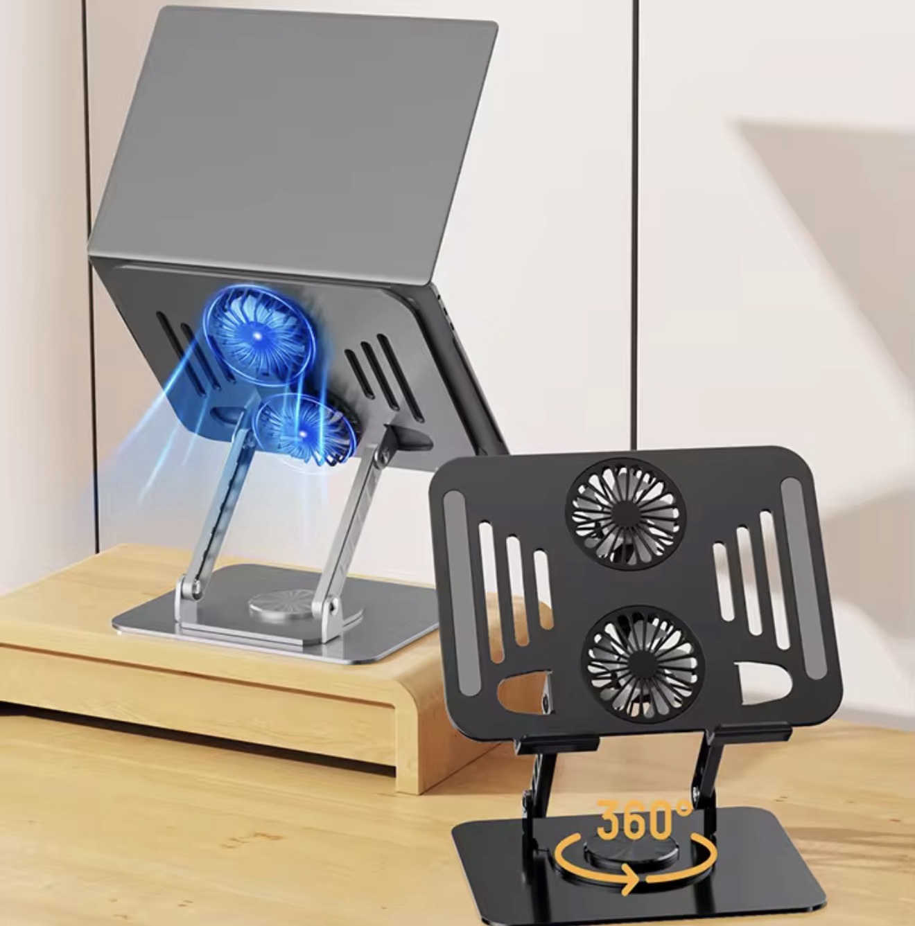 screeحامل كمبيوتر محمول وكمبيوتر لوحي قابل للتعديلة وقابل للطي Support pour ordinateur portable et tablette réglable | ergonomique rotatif à 360° pliable - الصورة 1