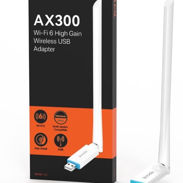 Tenda Powerful WiFi Dongle AX300، محول USB WiFi الأصلي للكمبيوتر الشخصي, هوائي واي فاي 6dBi, لينة AP, ويندوز7/10/11, U2