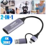 Carte d'acquisition vidéo HDMI 4K 30 FPS, carte d'enregistrement vidéo HDMI USB 3.0 avec Type-C