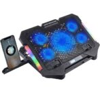 Support de refroidissement pour ordinateur portable S500 - 5 ventilateurs LED bleus RGB avec SUPPORT telephone /laptop – Image 3