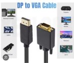 câble adaptateur DisplayPort vers VGA générique mesurant 1,8 mètre plaqué ore – Image 4
