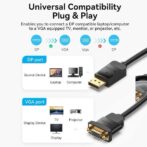 câble adaptateur DisplayPort vers VGA générique mesurant 1,8 mètre plaqué ore – Image 7