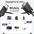 câble adaptateur DisplayPort vers VGA générique mesurant 1,8 mètre plaqué ore – Image 5