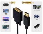 câble adaptateur DisplayPort vers VGA générique mesurant 1,8 mètre plaqué ore – Image 2