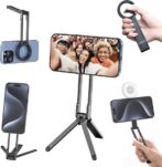 Support trépied magnétique pour smartphone - Mini trépied magnétique pour fixation rapide et aimant puissant, compatible avec tous les appareils