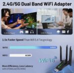 Adaptateur Wi-Fi 6 et Bluetooth 5.4 double bande USB pour ordinateur, carte réseau haut debit – Image 4