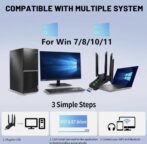 Adaptateur Wi-Fi 6 et Bluetooth 5.4 double bande USB pour ordinateur, carte réseau haut debit – Image 5
