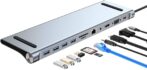 Station de charge USB Type-C 11-en-1 Cable pour MacBook Pro en aluminium avec Ethernet Gigabit, HDMI, VGA, microphone, audio et lecteur de cartes SD/TF – Image 5