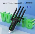 Adaptateur Wi-Fi 6 et Bluetooth 5.4 double bande USB pour ordinateur, carte réseau haut debit