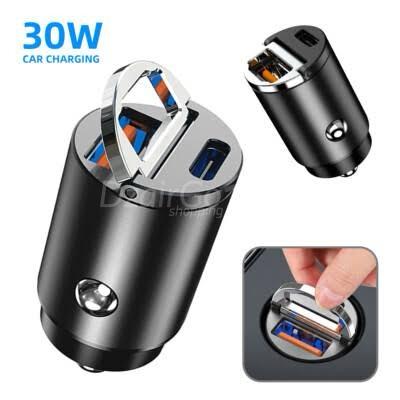 img_2525-3 Mini Chargeur Voiture QC 3.0 + PD 30w / 5A Chargeur Allume Cigare 2 Ports Charge Rapide Simultanée Compatible – Image 1