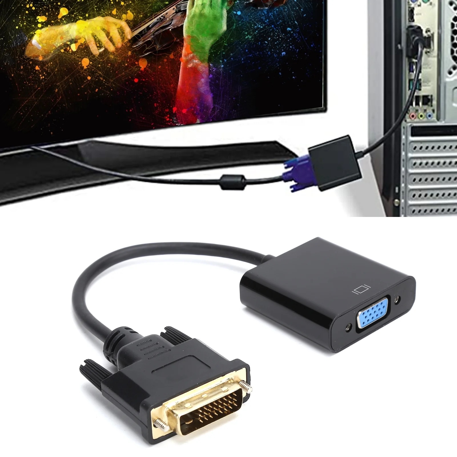 img_2557-10 Adaptateur DVI 24 + 1 vers VGA, DVI Fiables, Plug And Play, Installation Facile, Performances Stables pour les Tablettes pour Ordinateur laptop et de Bureau – Image 2
