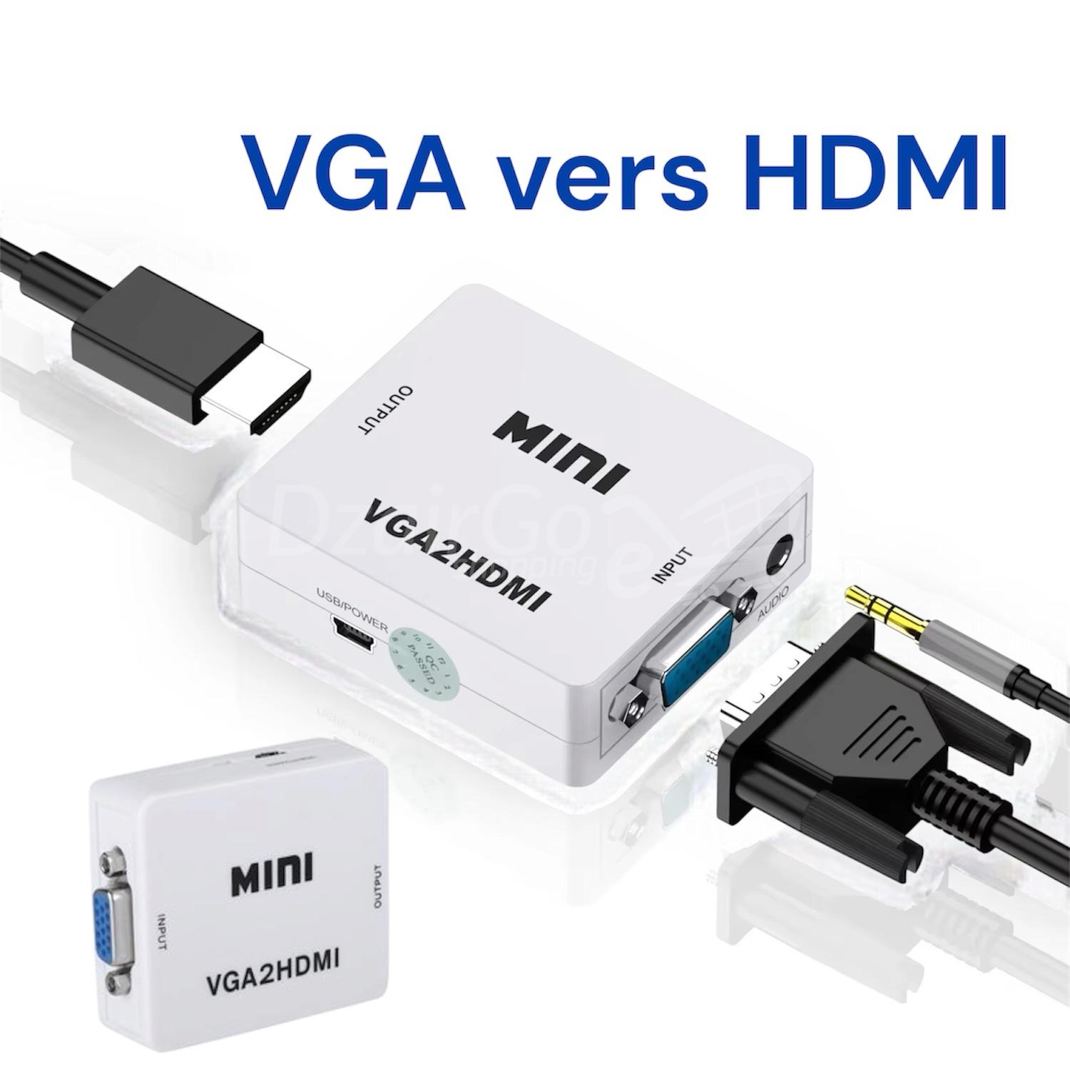 photoroom_20260715_010523 Adaptateur VGA vers HDMI - GENERIQUE - 1080P - Blanc - Convertisseur audio/vidéo – Image 1