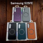 Étui Samsung Galaxy S25FE magnétique étui de chargeur sans fil Magsafe housse en cuir de haute qualité pour S25 FE