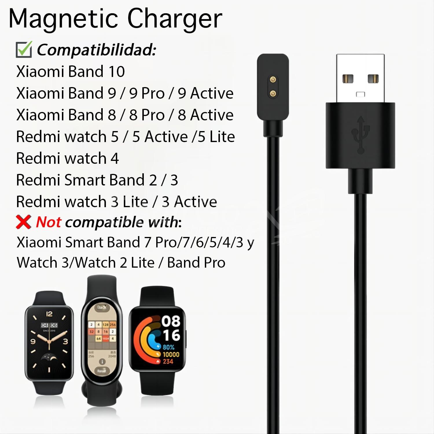 img_3950 Chargeur pour Xiaomi Mi Band 10/9/9 Pro/9 Active/8/8 Pro/8 Active et pour Redmi Watch 5/5 Active/5 Lite/4/3 Lite/3 Active/Smart Band 2/3 ; câbles adaptateurs USB de remplacement – Image 1
