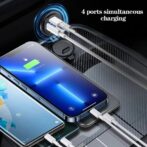 Chargeur auto intégré 4en1 - double usb A 3.1/fast charge +double type c pd30w + usb c 3.1 avec afficheur voltmètre LED, camion, moto, bus,bateau ,83w, 12V, 24V – Image 6