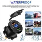 Chargeur auto intégré 4en1 - double usb A 3.1/fast charge +double type c pd30w + usb c 3.1 avec afficheur voltmètre LED, camion, moto, bus,bateau ,83w, 12V, 24V – Image 4